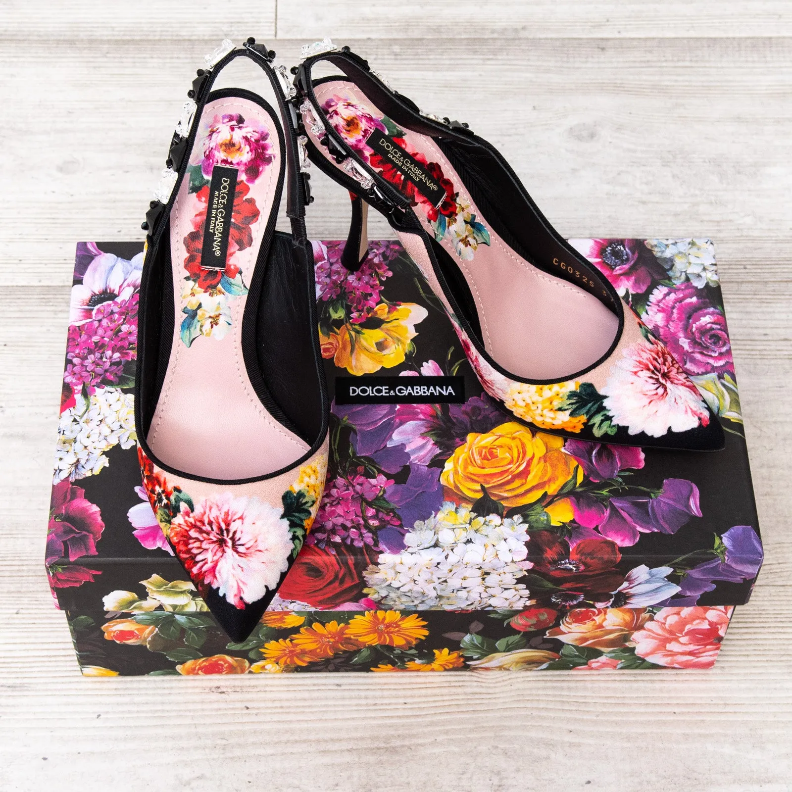 Dolce And Gabbana Floral Print Sling Back Sandals