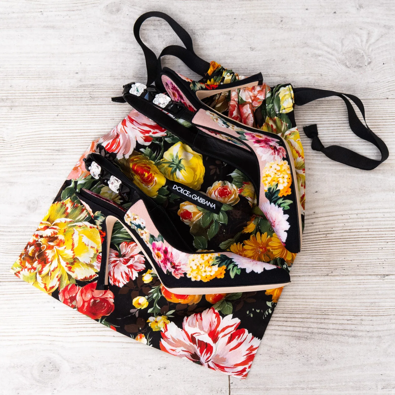 Dolce And Gabbana Floral Print Sling Back Sandals