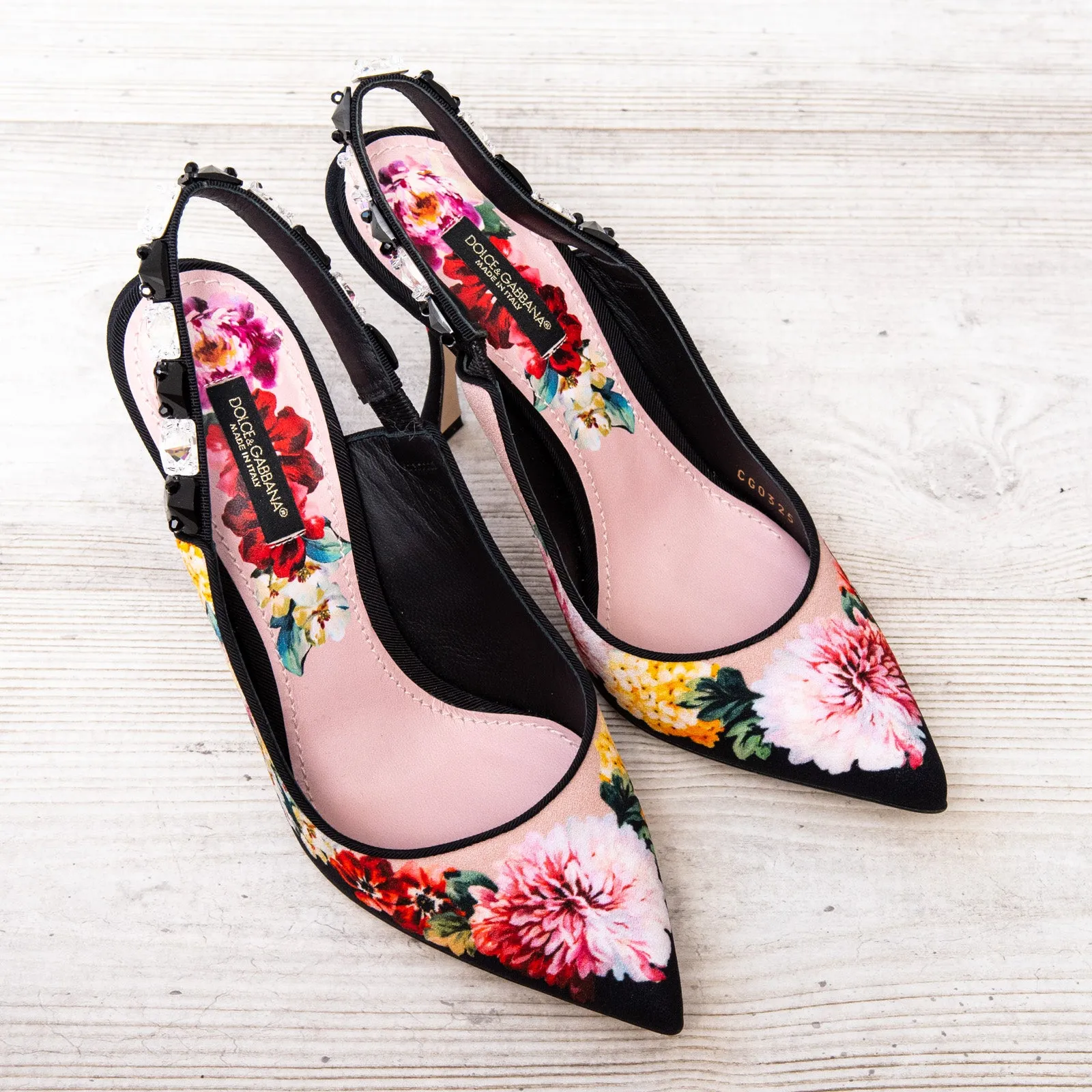 Dolce And Gabbana Floral Print Sling Back Sandals