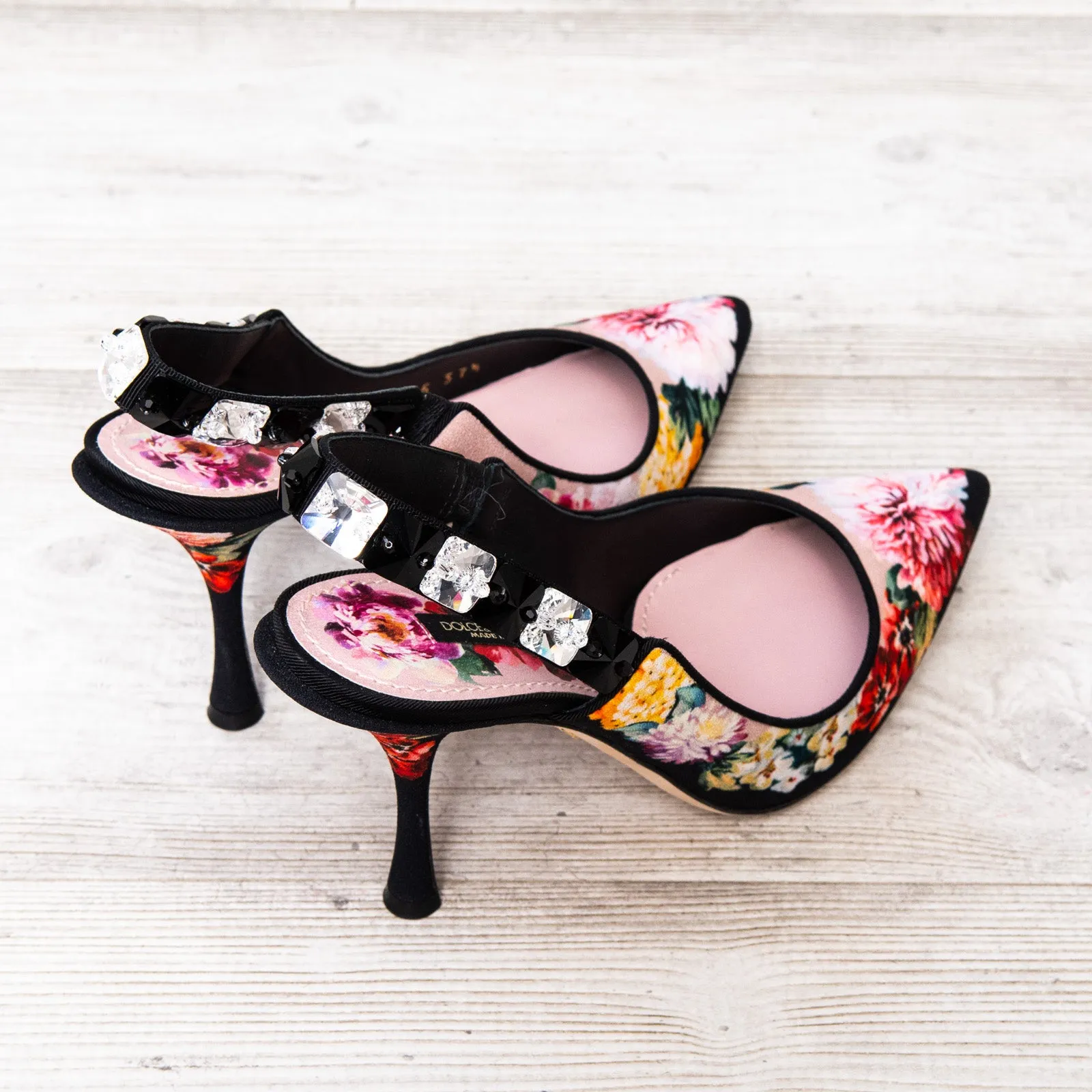 Dolce And Gabbana Floral Print Sling Back Sandals