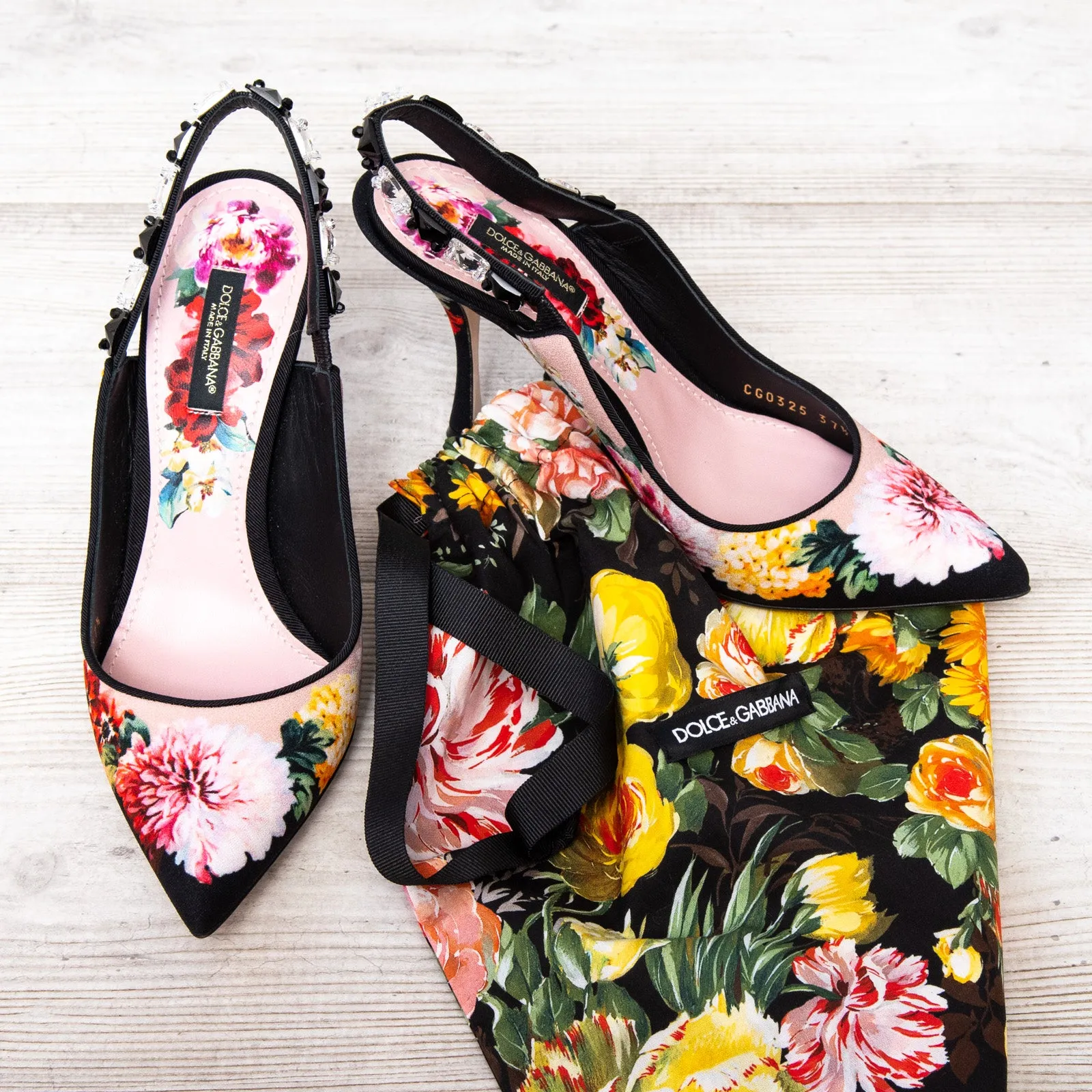 Dolce And Gabbana Floral Print Sling Back Sandals