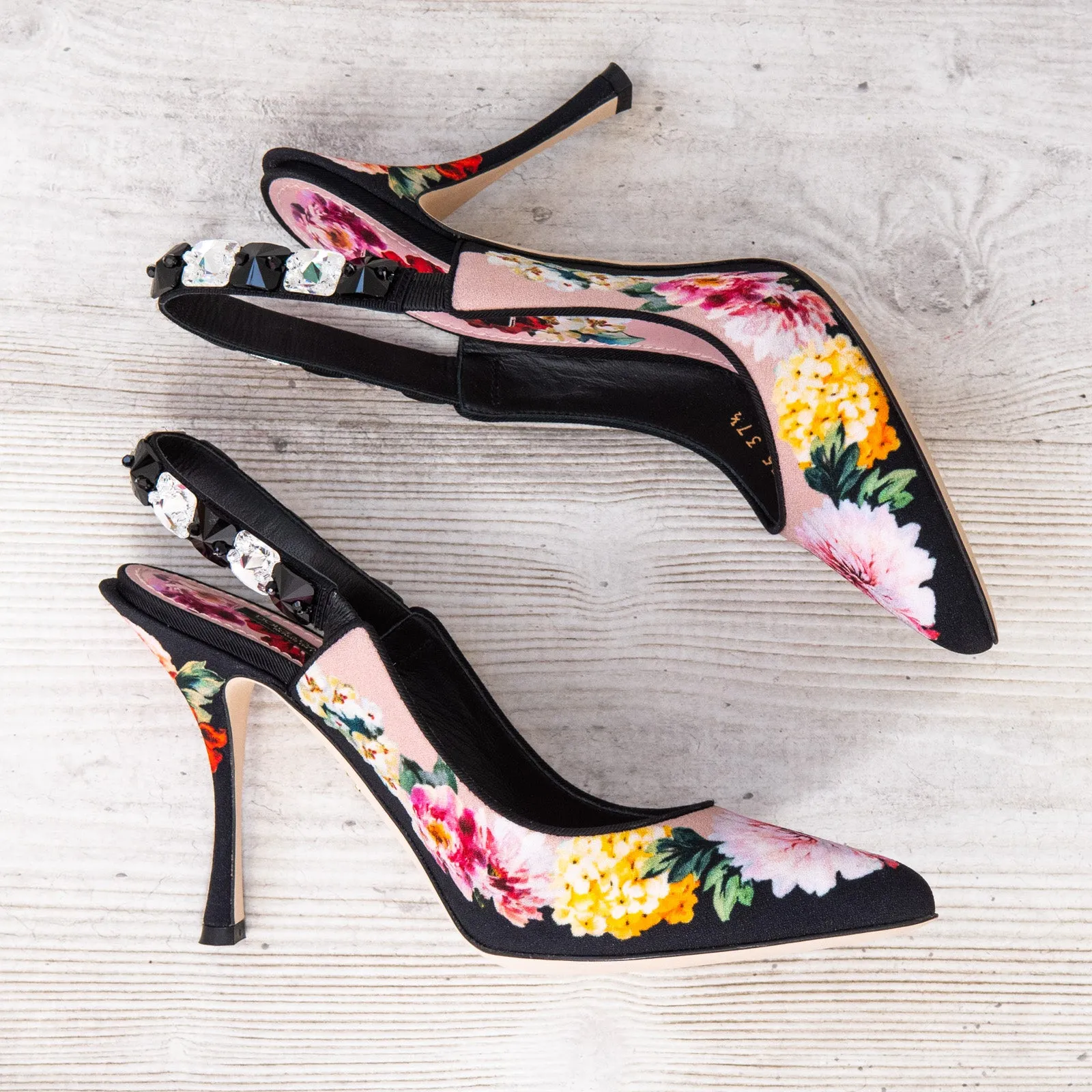 Dolce And Gabbana Floral Print Sling Back Sandals